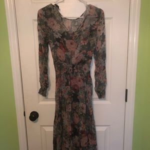 Zara floral long sleeve dress